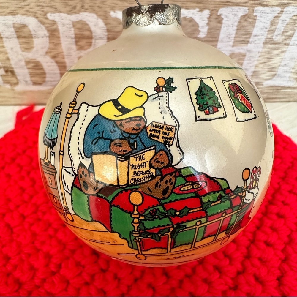 Vintage 1981 Paddington Bear Night Before Christmas Americana Glass Ornament - Picture 6 of 6